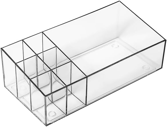 NOBLEPOSH Clear Acrylic Makeup Organizer | Vanity Tray for Lipstick, Perfumes, Eyeshadow & Cosmetics