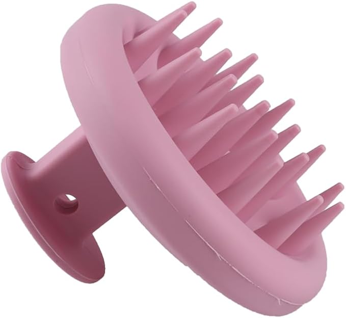 KOENWEENI Silicone Scalp Massager Shampoo Brush Scrubber with Soft Bristles Exfoliator for Shower Dandruff Removal Wet Dry Hair Growth and Care Pink