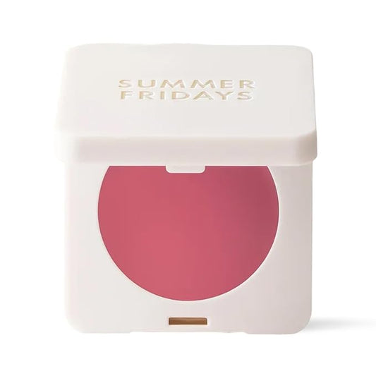 Summer Fridays Blush Butter Balm - Skincare-Infused Hydrating Cream Blush with Hyaluronic Acid, Ceramides, & Shea Butter for a Dewy Flush of Color - Cheek and Lip Tint - Sweet Rosé (0.14 Oz)