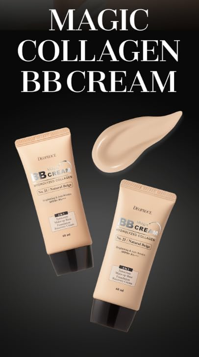 Deoproce Magic BB Cream SPF50+ PA+++ | 4-in-1 Foundation, Makeup Base, Sunscreen & Recovery Cream | Glossy finish Lightweight, #21 Natural Beige | 60ml