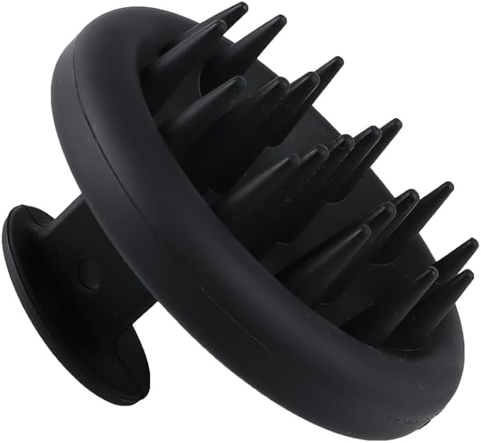 KOENWEENI Silicone Scalp Massager Shampoo Brush Scrubber with Soft Bristles Exfoliator for Shower Dandruff Removal Wet Dry Hair Growth and Care Black
