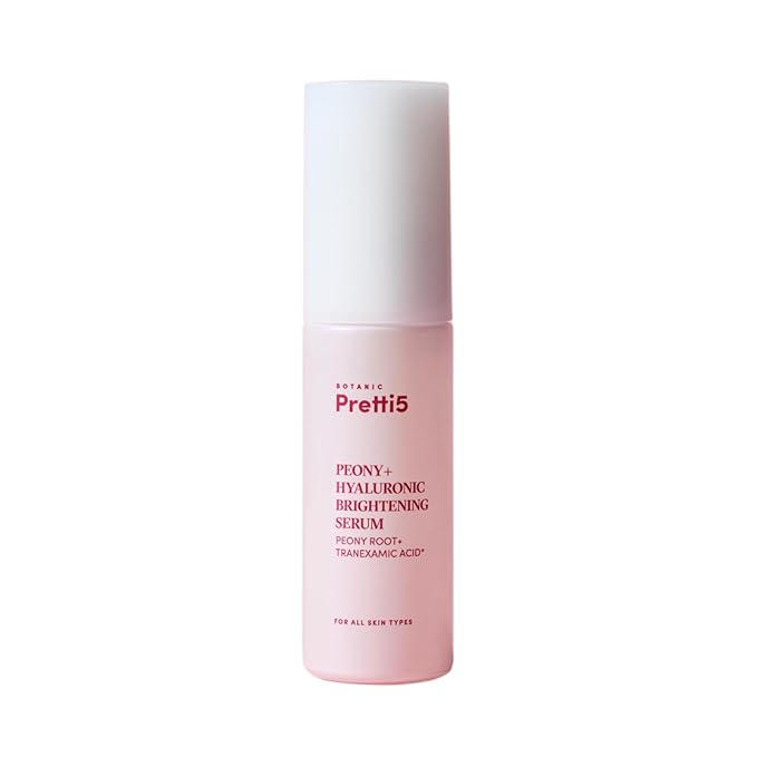 Botanic Pretti5 Peony+ Hyaluronic Brightening Serum for Uneven Skin Tone, Hyperpigmentation & Hydration, Lightweight, Clean Formula, Sensitive-Skin Friendly