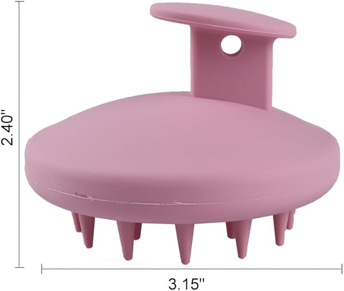 KOENWEENI Silicone Scalp Massager Shampoo Brush Scrubber with Soft Bristles Exfoliator for Shower Dandruff Removal Wet Dry Hair Growth and Care Pink