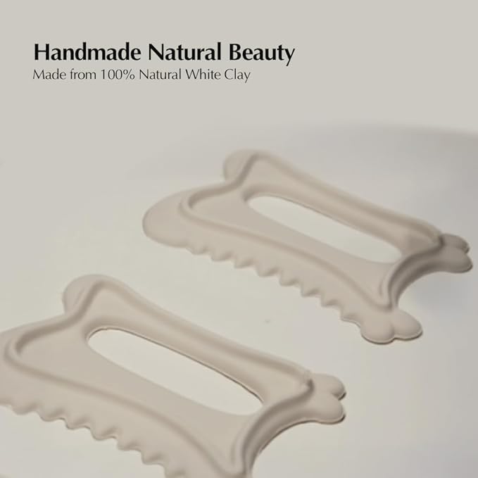 Face Factory Ceramic Gua Sha Tool- Face & Body Massager – 100% Natural White Clay, Triple-Fired Ceramic Tool for Lymphatic Drainage, Includes Storage Pouch & Guide (D-tok)