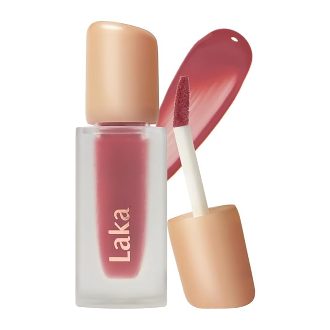 Laka Fruity Glam Tint, Glowing Lip Stain with Wide Color Spectrum, Hydrating & Lightweight Texture, Buildable Color, Non-Sticky, Vegan, K-Beauty (#122 Rosyrose, 4.5g/0.15oz)