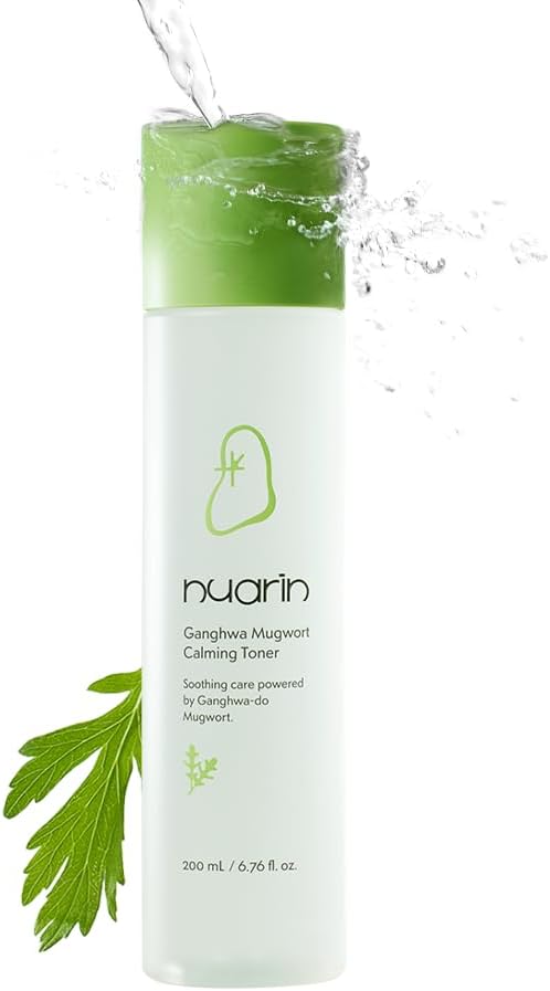 NUARIN Ganghwa Mugwart Calming Toner 200ml / 6.76 fl.oz | 77% Ganghwa-Origin Mugwort Extract | LHA Exfoliating Toner for Pore & Sebum Care | Vegan | Korean Skincare