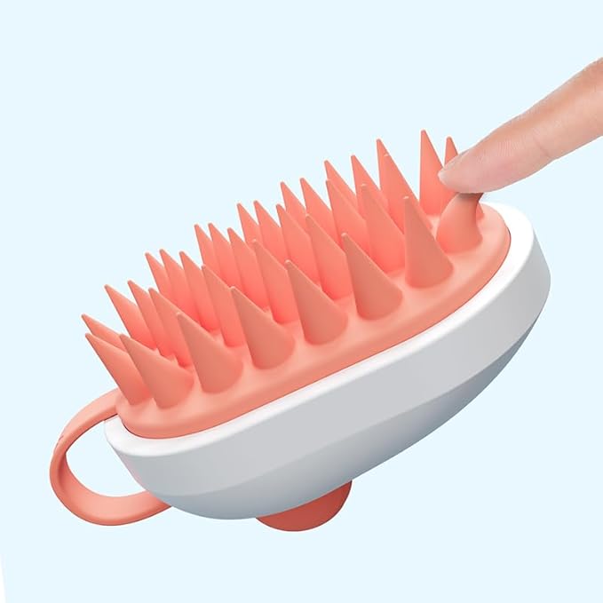 Hair Scalp Massager Brush, Cute Mouse Shape Shampoo Brush Scalp Scrubber, Wet/Dry Use, Scalp Massager for Hair Growth, Eliminates Dandruff for Men & Women (White)