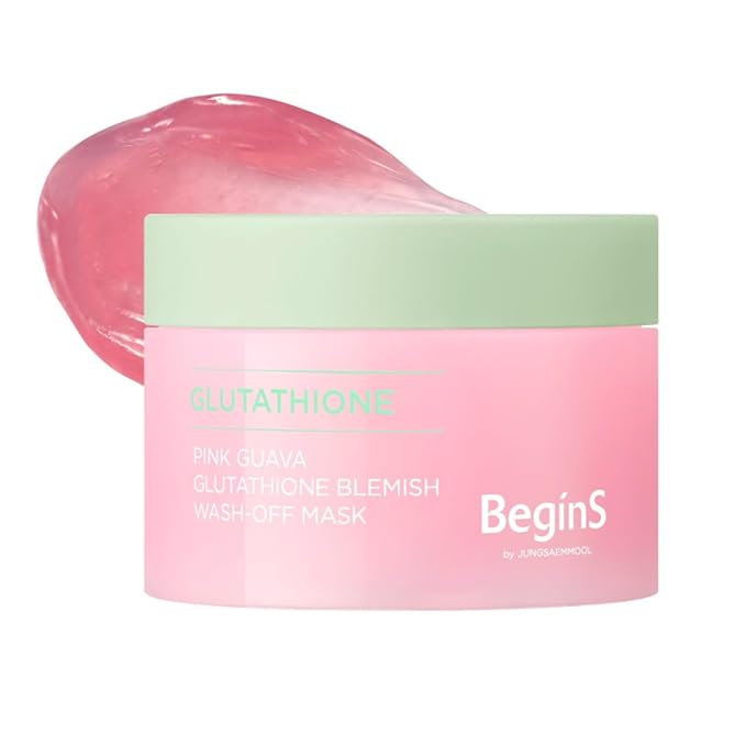 Pink Guava Glutathione Wash-Off Mask 3.17 Fl Oz, Jelly Texture Face Mask with Vitamin C and Niacinamide for Skin Hydration, Blemish Care, and Radiant Glow, Korean Skincare