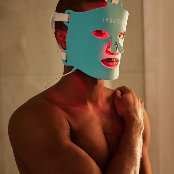 HigherDOSE Red Light Face Mask - FDA Cleared LED Red Light Therapy for Face with Near Infrared Technology - At-Home Facial Device to Improve Fine Lines, Wrinkles, Hydration & Redness for Glass Skin