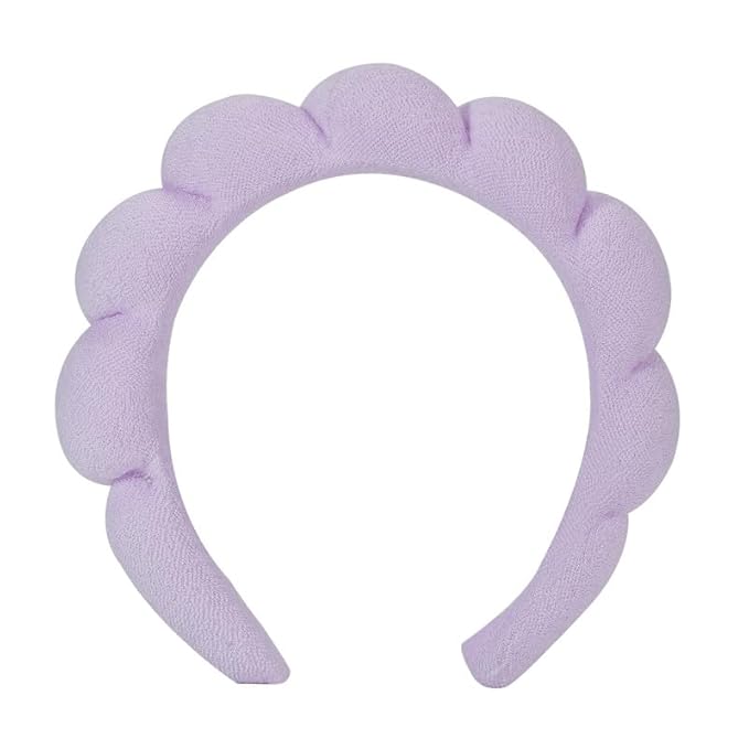 OCTAZI Soft Puffy Headband for Washing Face – Terry Cloth Skincare & Makeup Removal Hair Band for Women & Girls | Non-Slip Bubble Spa Headbands for Facial, Exfoliating, Bath & Beauty Routine