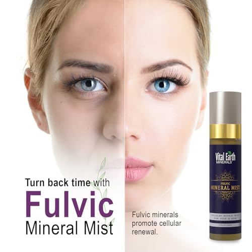 Vital Earth Fulvic Mineral Facial Mist, Travel-Friendly 2-Pack – Anti-Aging Face & Hair Spray for Cellular Renewal & Hydration, 3.4 Oz Ea