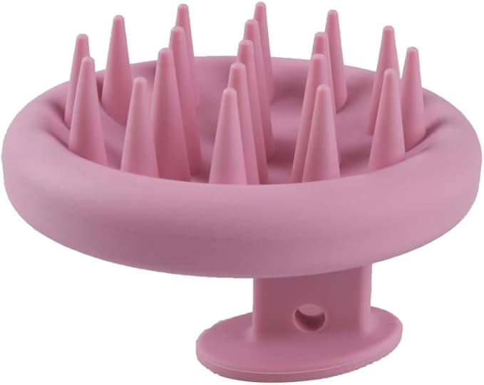 KOENWEENI Silicone Scalp Massager Shampoo Brush Scrubber with Soft Bristles Exfoliator for Shower Dandruff Removal Wet Dry Hair Growth and Care Pink