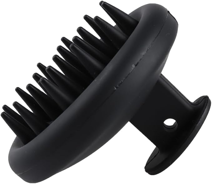 KOENWEENI Silicone Scalp Massager Shampoo Brush Scrubber with Soft Bristles Exfoliator for Shower Dandruff Removal Wet Dry Hair Growth and Care Black