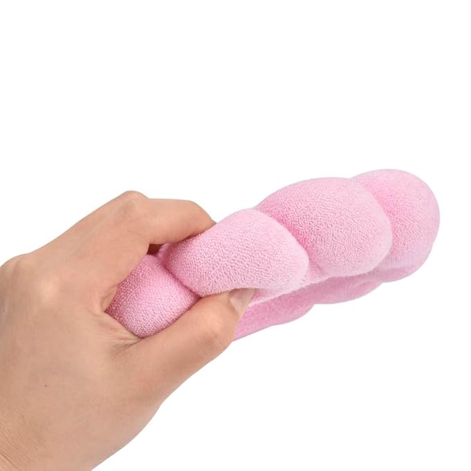 OCTAZI Soft Puffy Headband for Washing Face – Terry Cloth Skincare & Makeup Removal Hair Band for Women & Girls | Non-Slip Bubble Spa Headbands for Facial, Exfoliating, Bath & Beauty Routine