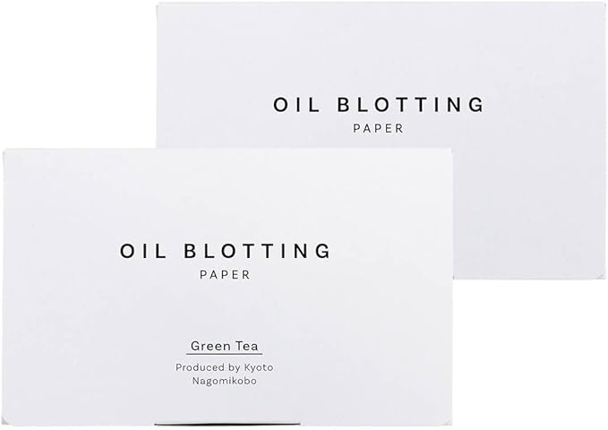 Oil Blotting Paper 100 Sheets,Pack of 2 – Natural Green Tea Facial Tissues with Premium Washi Japanese Paper, Portable Easy Dispensing, Made in Japan, Skin-Care & Makeup Essential Green