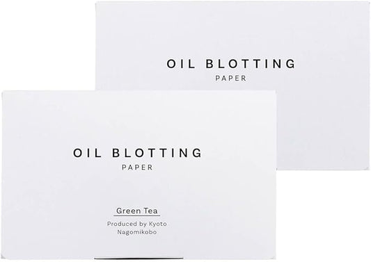 Oil Blotting Paper 100 Sheets,Pack of 2 – Natural Green Tea Facial Tissues with Premium Washi Japanese Paper, Portable Easy Dispensing, Made in Japan, Skin-Care & Makeup Essential Green