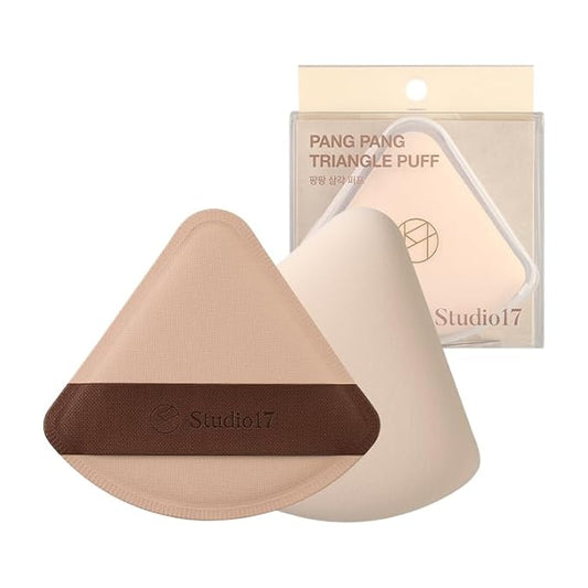 STUDIO17 Pang Pang Triangle Makeup Powder Puff 1 Pc | Latex Big Makeup Sponge for Foundation | Fluffy Cushion Puff with Narrow Tip | Korean Makeup Puff for Foundation and Powder | 2.2In Diamater