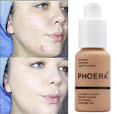 Flawless Matte Liquid Foundation, Long Wear Oil Control Full Coverage Face Makeup Soft Liquid Foundation .(106#Warm Sun)