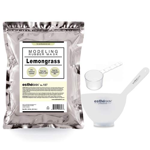 Peel Off Type Modeling Mask Powder for Facial, Skin Care, Professional Size, 35oz (2.2Pound) 1kg, 1 pack with 3pcs Mixing Bowl Set (107.Lemongrass)