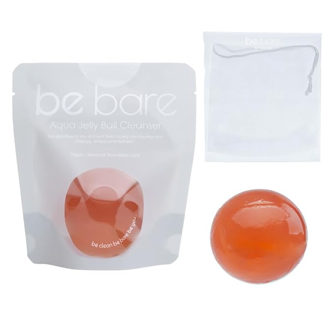 Naisture Be Bare Jelly Ball Cleanser, Daily Face Wash Korean Skin Care Cleanser Ball for Dry Skin with Allantoin for Protection, AHA &BHA for Exfoliation and Hydration- Peachy Pink (1.41oz)