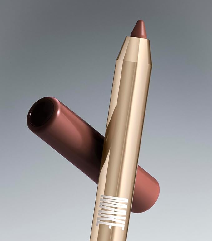 MAKE Beauty Continuum Lip Liner – Long Lasting Creamy Liner with Velvet Matte Finish – Includes Built-In Sharpener and Blending Brush – Highly Pigmented Deep Rosy Nude Lip Color – Shade, Euphoric