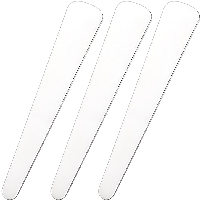 Pndeyo 3pcs Mini Metal Makeup Spatula, Reusable Cosmetic Cream Spatulas Spoon, Skincare Scoop Applicator Facial Massage Beauty Tools for Mixing and Sampling Face Eye Cream- 2.79"×0.52"