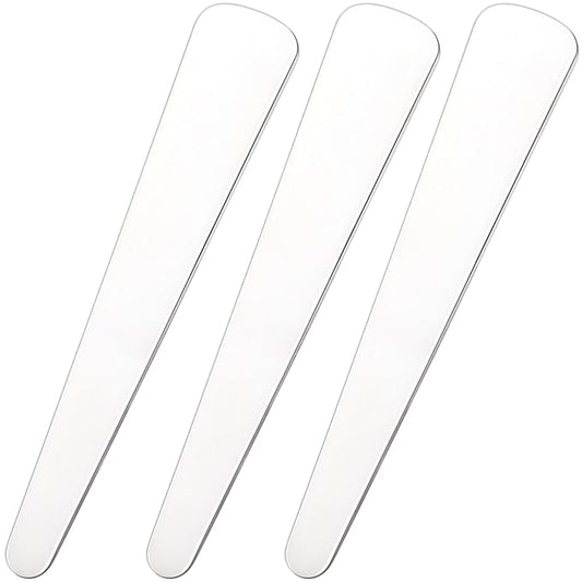 Pndeyo 3pcs Mini Metal Makeup Spatula, Reusable Cosmetic Cream Spatulas Spoon, Skincare Scoop Applicator Facial Massage Beauty Tools for Mixing and Sampling Face Eye Cream- 2.79"×0.52"