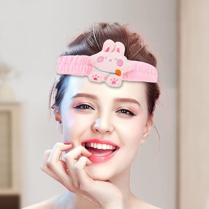PERFECTSIGHT Kawaii Spa Headband Set, 2 Pack Cute Soft Coral Fleece Makeup and Skincare Headbands for Women and Girls' Face Washing and Facial Care