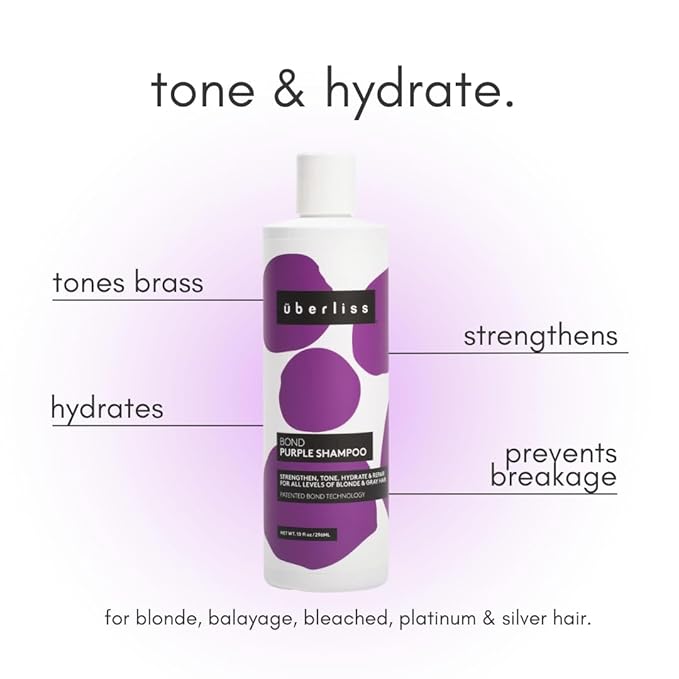 UBERLISS Bond Purple Shampoo for Blondes 10oz - Hair Toner for Blonde Hair - Purple Toner for Brassy Hair - Hydrating & Moisturizing - Sulfate Free - Vegan