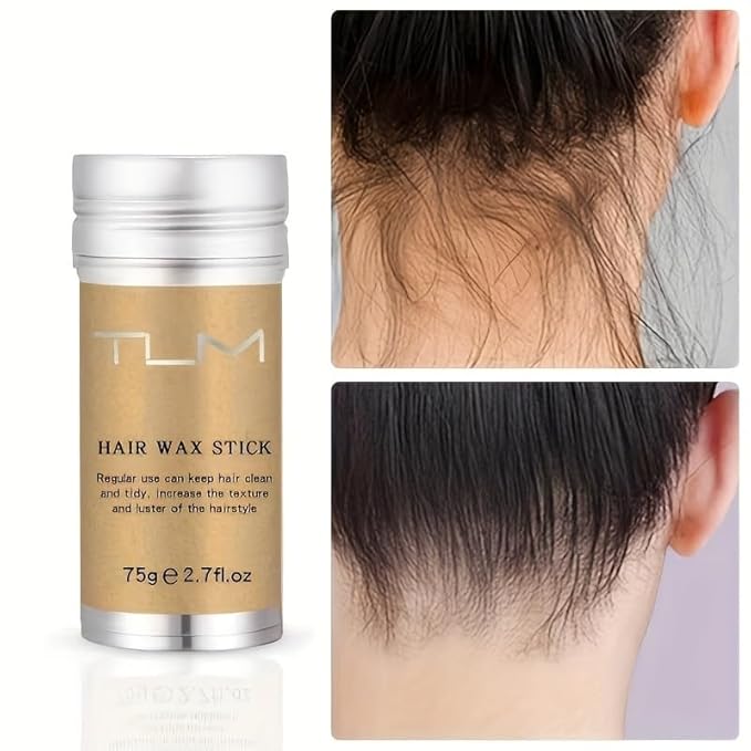 QINGFANGLI Hair Wax Stick, Strong Hold 24 Hours Matte Hair Styling Wax, Non Sticky No White Residue, Portable Solid Hair Wax for Short to Medium Hair, Easy to Apply & Wash Out, 2.7oz/75g