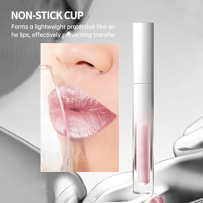 Hxssll Pearlescent Metallic Lip Gloss & Liquid Eyeshadow 2-in-1, Long Lasting Waterproof Glitter Lipstick, Shimmer Lip Color, High Pigment Metallic Glitter Eyeshadow Makeup for Women 02