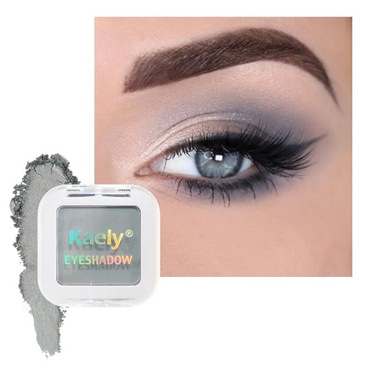 Buildable Matte Eyeshadow Makeup Palette Single - Smoky Gray Shades | Creamy Pressed Powder for Easy Blending | Mini Travel Palette for Women | Everyday Natural Eye Makeup