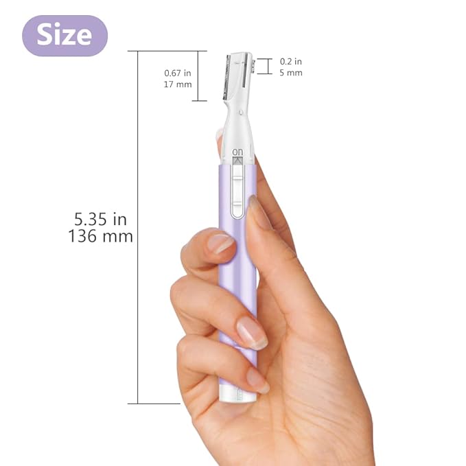 Funstant Upgraded Eyebrow Trimmer, Precision Electric Eyebrow Razor for Women Battery-Operated Facial Hair Remover with Comb No Pulling Sensation Painless for Face Chin Neck, Upper-Lip, Peach-Fuzz