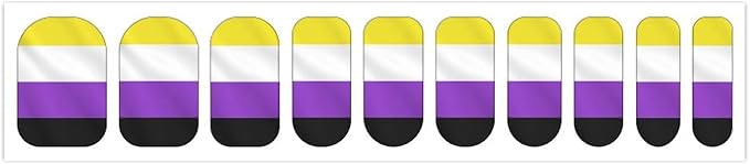 WUXEKZO 5 Pcs Nail Decals Stickers Self Adhesive Nail Supply Nail Stickers Set for Girls Manicure Salon, Non Binary Flag Nails Stickers Wraps Decals