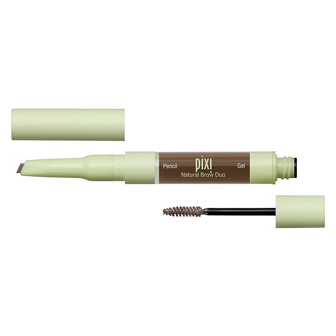 Pixi Natural Brow Duo - Natural Brown, Precision Pencil & Tinted Gel, Waterproof Brow Shaper for All-Day Hold, Paraben-Free, 0.2oz