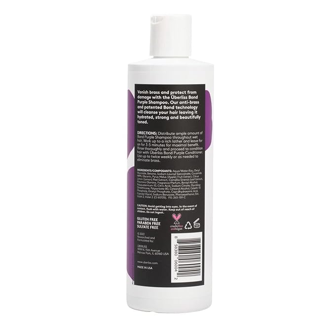 UBERLISS Bond Purple Shampoo for Blondes 10oz - Hair Toner for Blonde Hair - Purple Toner for Brassy Hair - Hydrating & Moisturizing - Sulfate Free - Vegan
