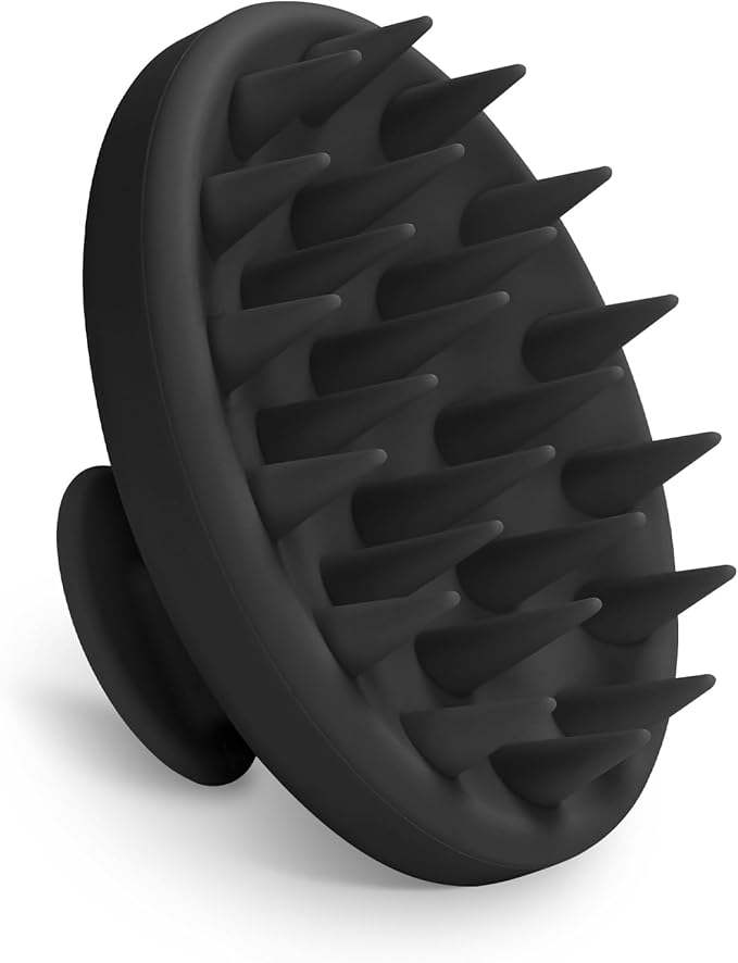 Meartchy Silicone Scalp Massager, Scalp Scrubber for Hair Growth with Soft Bristles, Scalp Exfoliator Brush Dandruff Removal Shampoo Brush for Wet Dry Scalp Care (Black)
