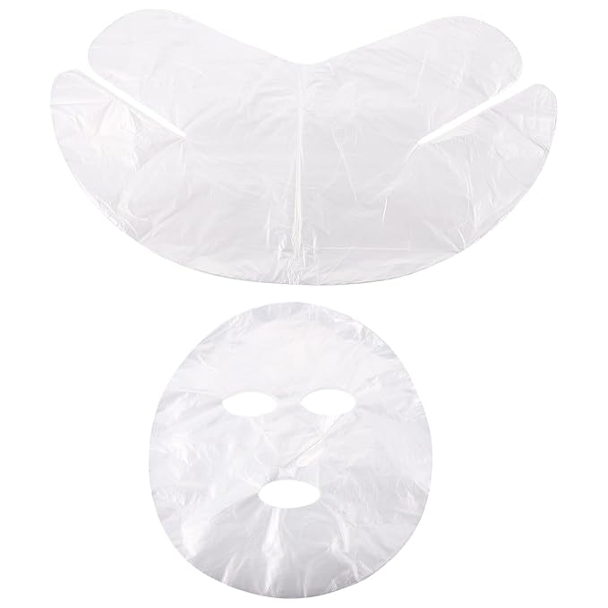 HOMOCONO Disposable Plastic Facial Mask Sheets Neck Mask Patches, 400 Pieces Set (200 Face + 200 Neck), Salon Hydrotherapy Wraps for Skincare Treatment and Spa Use