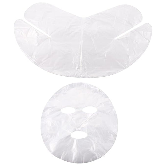 HOMOCONO Disposable Plastic Facial Mask Sheets Neck Mask Patches, 400 Pieces Set (200 Face + 200 Neck), Salon Hydrotherapy Wraps for Skincare Treatment and Spa Use