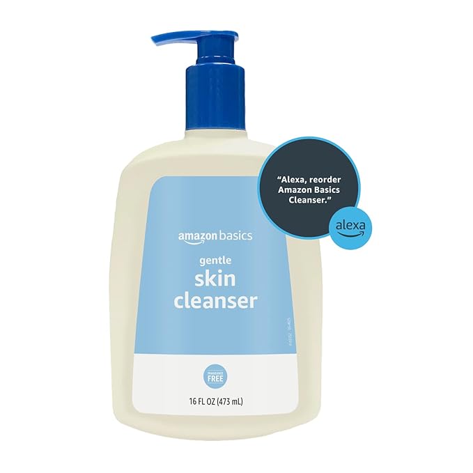 Amazon Basics Daily Facial Cleanser For Gentle Skin, Unscented, 16 Fl Oz (Pack of 1)