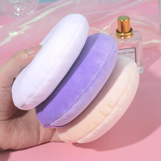 Jepeux 2 PCS large Powder puff, 5 inch cotton super soft Powder puff, washable, loose powder puff, baby powder, body puff round (Beige)