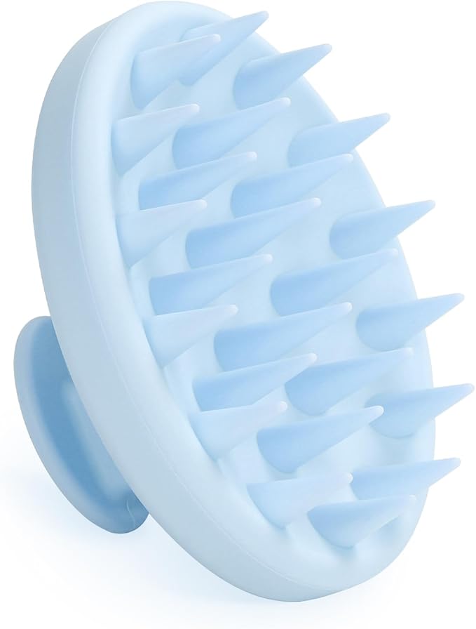Meartchy Silicone Scalp Massager, Scalp Scrubber for Hair Growth with Soft Bristles, Scalp Exfoliator Brush Dandruff Removal Shampoo Brush for Wet Dry Scalp Care (Light Blue)