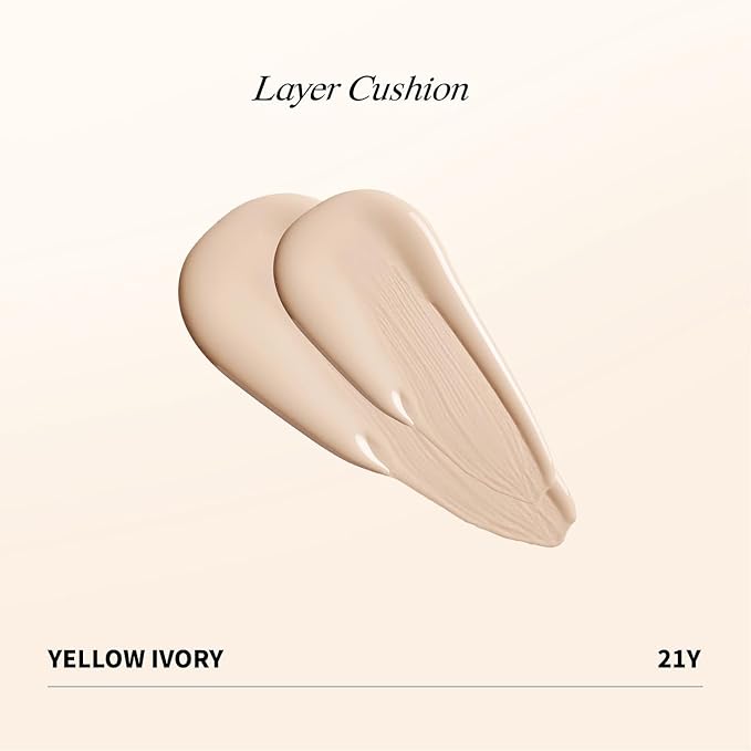 Heart Percent Dote on Mood Layer Cushion SPF 50+/PA+++ with Refill, Satin Glow Silky Flawless Finish Full Coverage Advanced Skincare Foundation (#21Y)