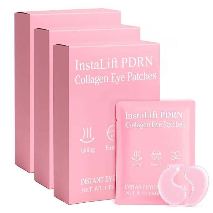 Instalift PDRN & Collagen Eye Patches, Under Eye Patches for Puffy Eyes and Dark Circles & Fine Lines, with Niacinamide, Hydrolyzed Collagen, Deep Moisturizing ＆ Soothing Eye Mask, 16 Pairs