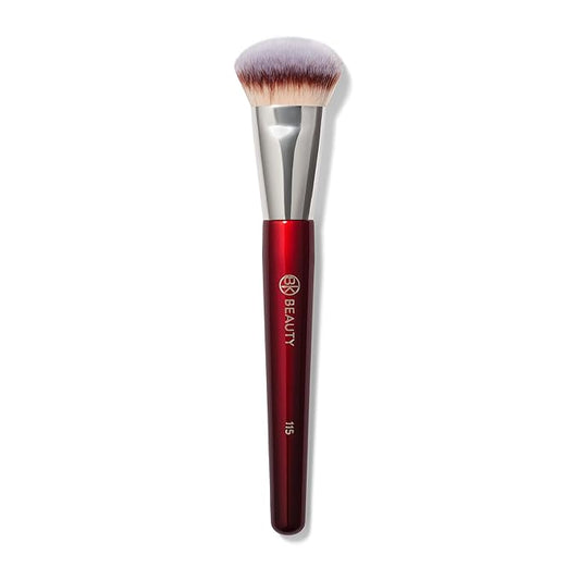 BK BEAUTY 115 MEDIUM CONTOURED FOUNDATION BRUSH – Contoured Foundation Brush for Liquid Makeup - Foundation Makeup Brushes - Face Brush For Liquid Or Cream Foundation