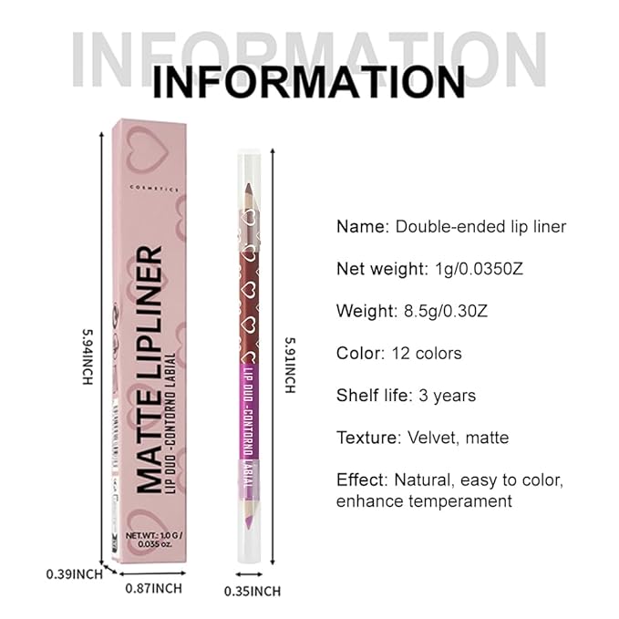 Hxssll Dual-Ended Crayon Matte Lip Liner Waterproof Long-Lasting Lip Liner & Lipstick – Deep Brown & Taupe – Smudge-Proof, Hydrating, High Pigment Lip Contour Pencil for Perfect Lip Makeup 06#