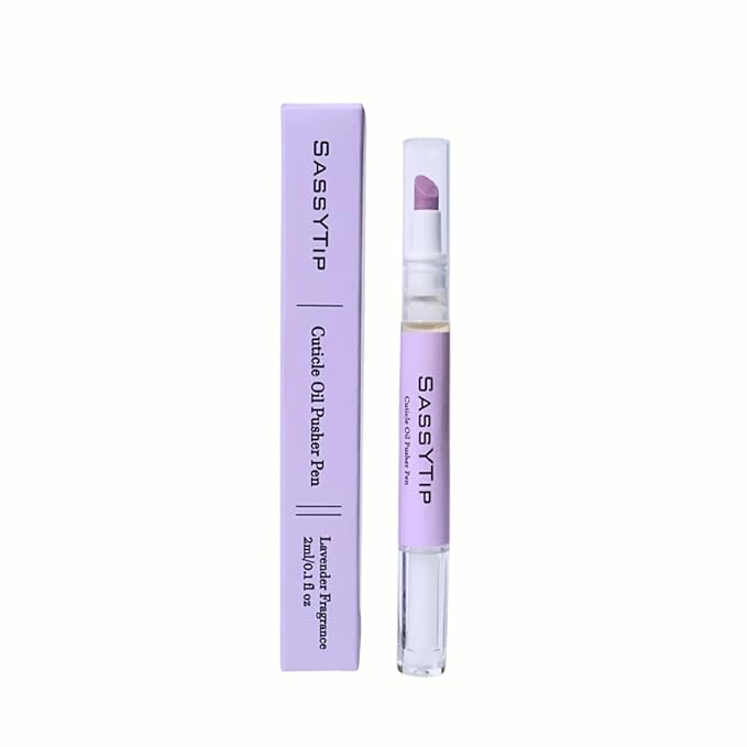SASSYTIP Cuticle Pusher Oil Pen - Cuticle Remover & Nail Oil Pen with Rose & Lavender Scents, Portable Nail Care Pen for Work & Travel, Moisturizes & Strengthens Dry Cuticles (Lavender)