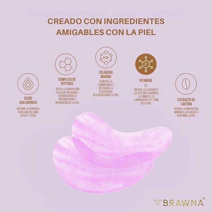 BRAWNA Under Eye Patches – Hydrogel Masks with Retinol, Collagen & Hyaluronic Acid – For Puffy Eyes, Wrinkles, Eye Bags & Dark Circles – Pearl Glow – 24 Pairs