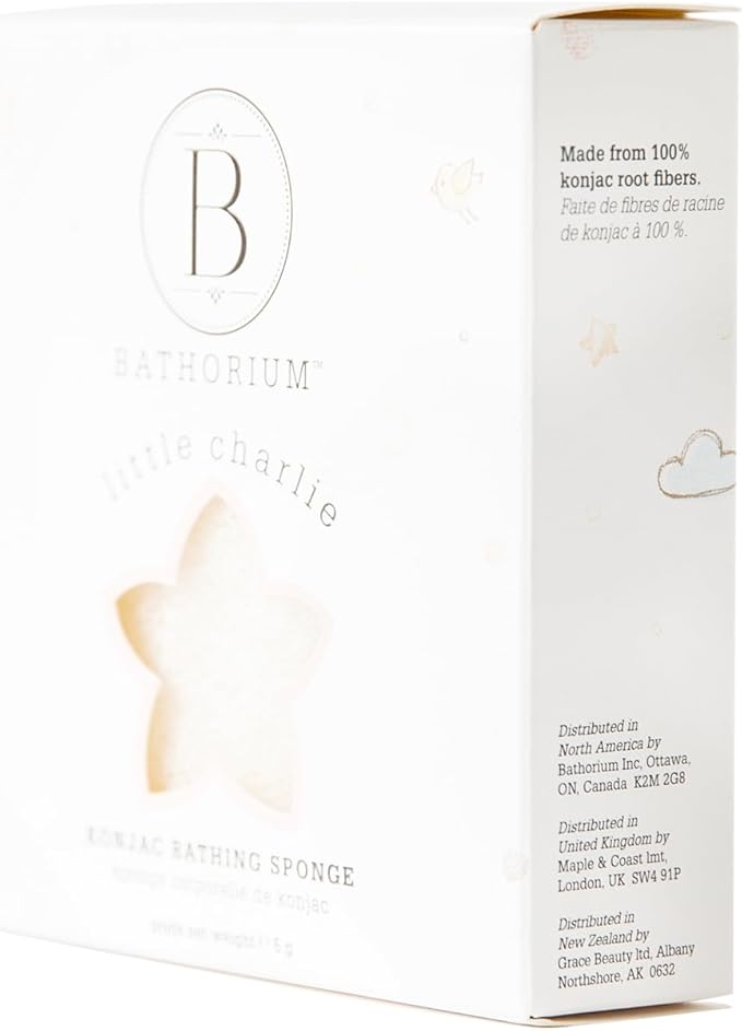 Bathorium Little Charlie Konjac Body Sponge, Gentle & Cleansing Sponge for Babies, Sensitive Skin, 100% Pure Konjac, Ideal for Daily Use, 1 Each