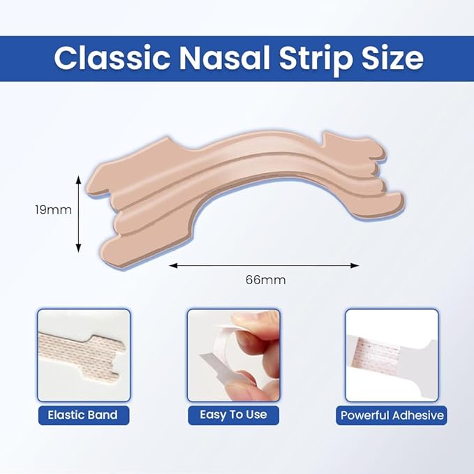 MASSNER Nasal Strips for Snoring & Breathing – Soft, Plastic-Free Nose Strips for Sleeping – Drug-Free, No Magnet Design for Comfortable Airflow (Large 100 Count)